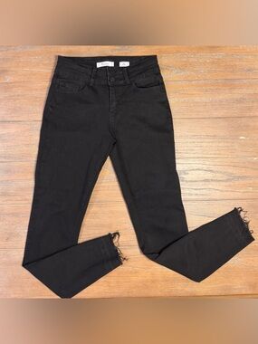 KanCan Black High-Rise Skinny Jeans with Raw Hem Detail